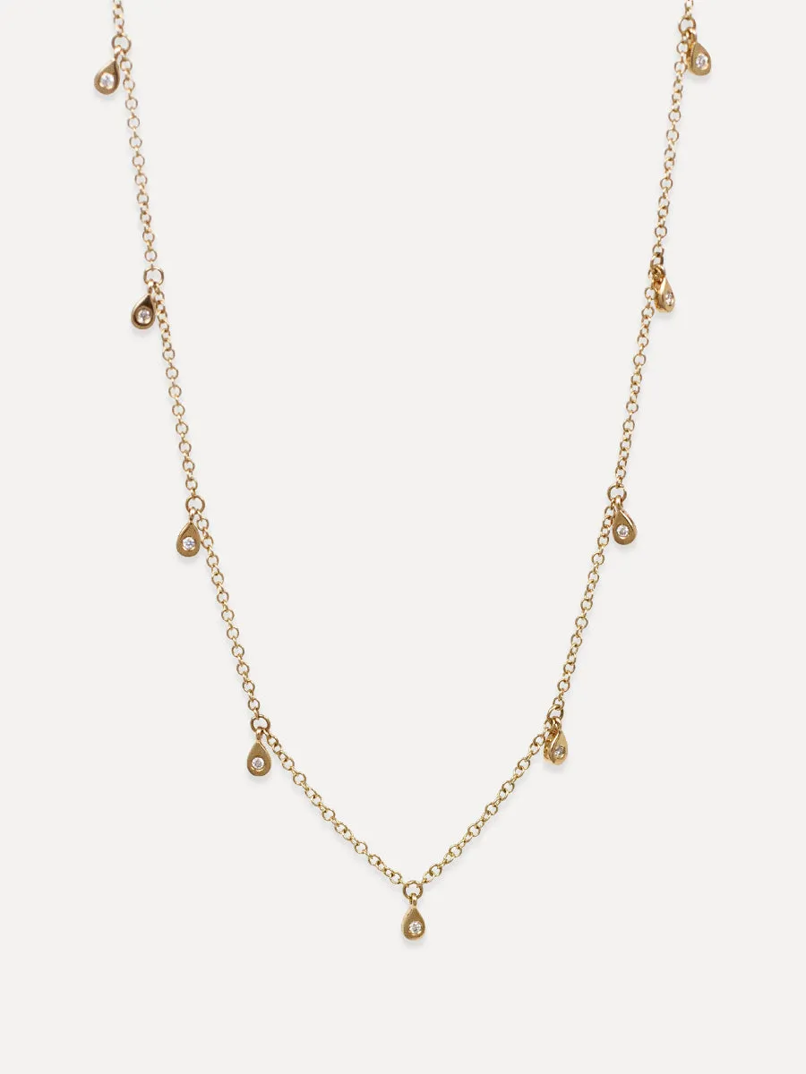 14K Diamond Drop Choker Necklace