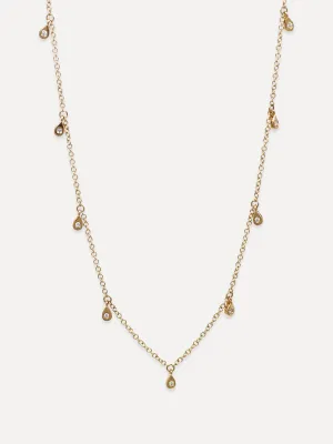 14K Diamond Drop Choker Necklace