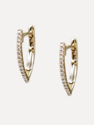 14K Diamond Pointed Marquise Huggie Hoops