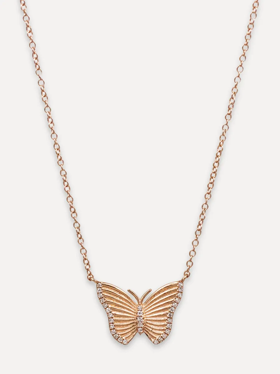 14K Diamond Vintage Butterfly Necklace