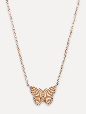 14K Diamond Vintage Butterfly Necklace