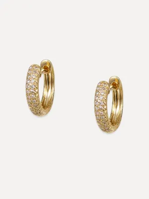 14K Double Row Diamond Dome Huggies