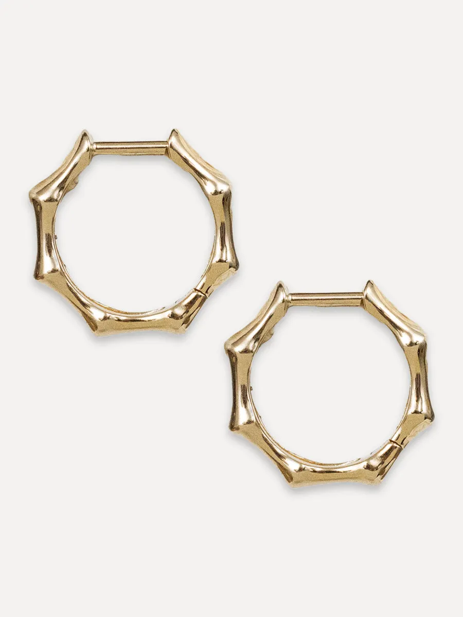 14K Gold Plain Bamboo Huggies