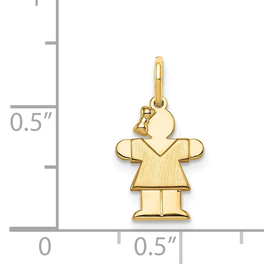 14k Yellow Gold Mini Girl With Bow Hugs Charm