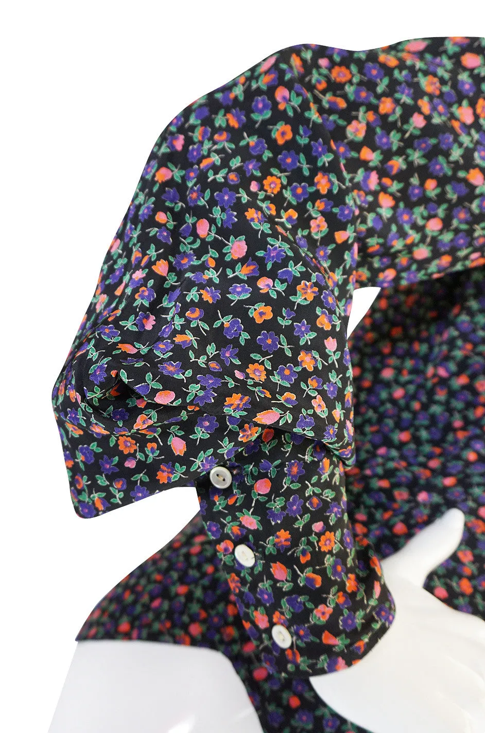 1960s Rare Tiny Floral Print Jeff Banks Silk Shirt