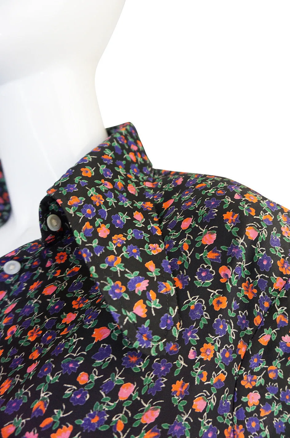1960s Rare Tiny Floral Print Jeff Banks Silk Shirt