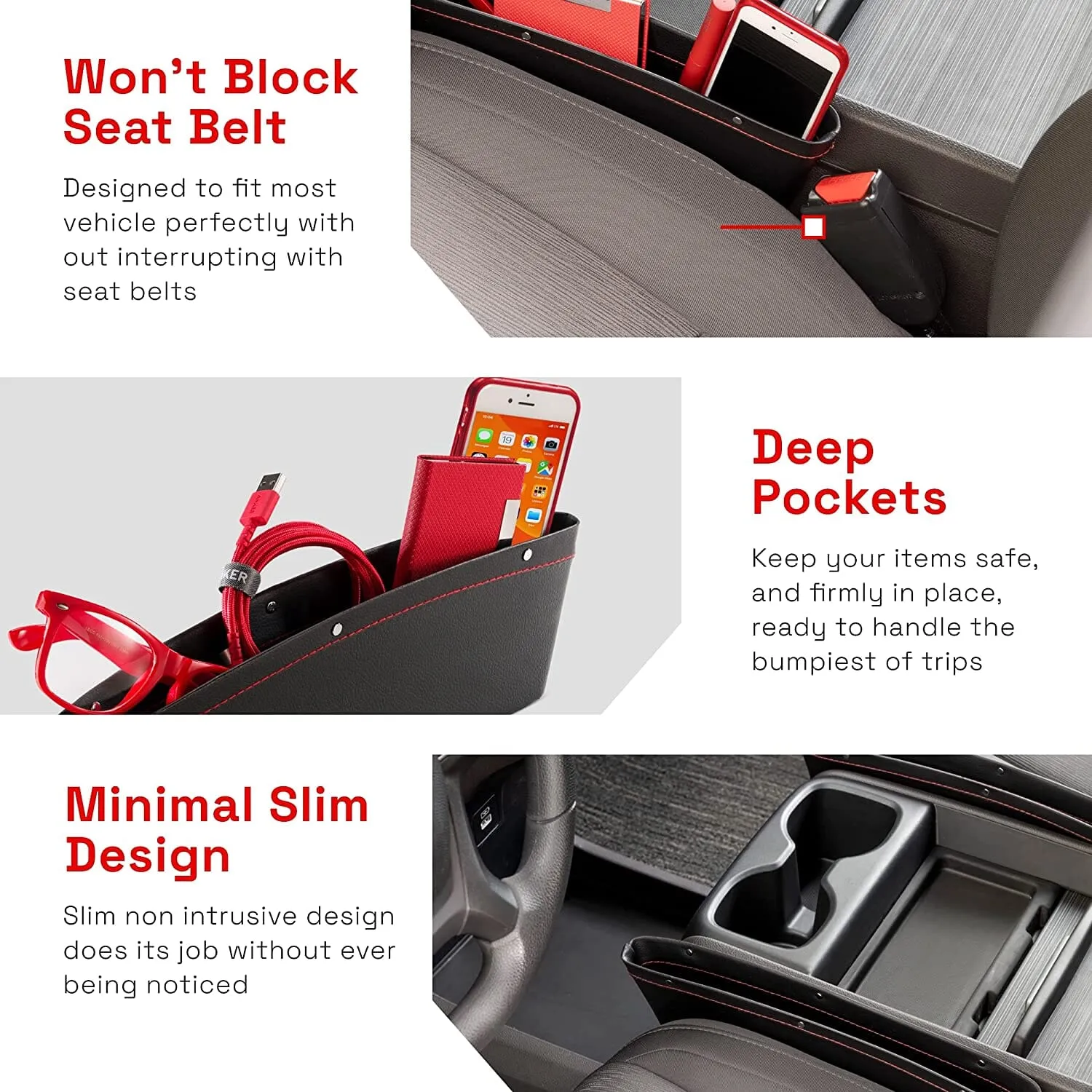 2-Pack: Gap Filler Car Seat Organizer