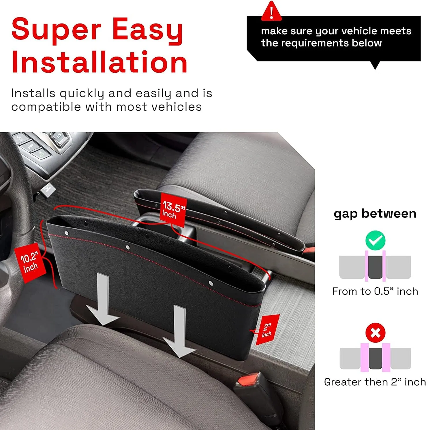 2-Pack: Gap Filler Car Seat Organizer