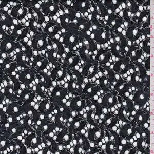 2 YD PC-Black Patent Pinwheel Lace Fabric