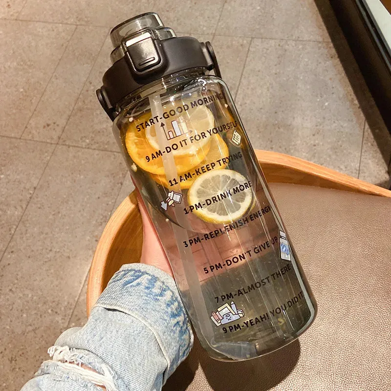 2000ml Straw Sports Gourd Water Bottles Cup Women's Summer Super Large Capacity Fitness Portable Straw Space Cup My Water Bottle