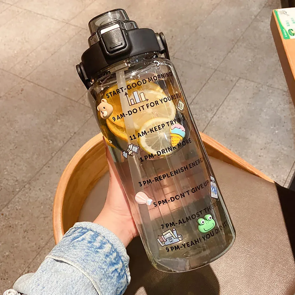 2000ml Straw Sports Gourd Water Bottles Cup Women's Summer Super Large Capacity Fitness Portable Straw Space Cup My Water Bottle