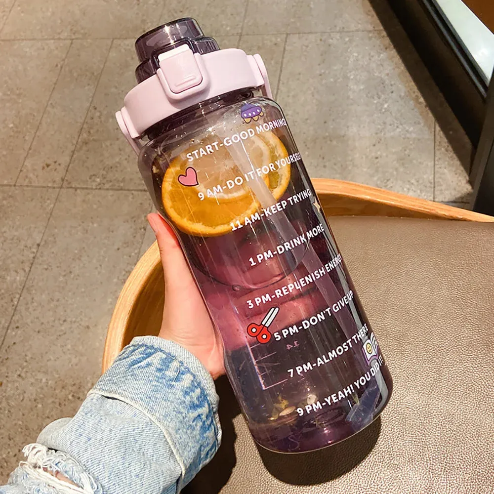 2000ml Straw Sports Gourd Water Bottles Cup Women's Summer Super Large Capacity Fitness Portable Straw Space Cup My Water Bottle