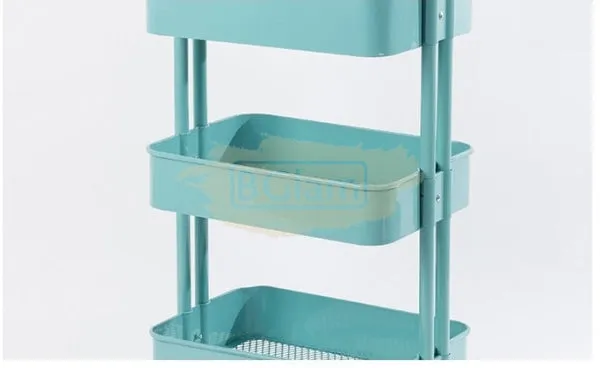 3-Tier Metal Storage Organizer Rolling Cart with handle - Green