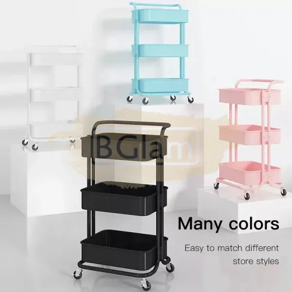 3-Tier Metal Storage Organizer Rolling Cart with handle - Green