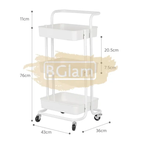 3-Tier Metal Storage Organizer Rolling Cart with handle - Green