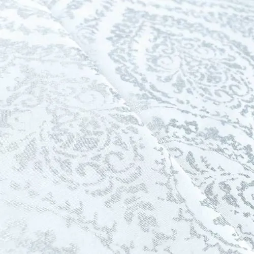 3 YD PC-White/Silver Paisley Print Rib Woven Home Decorating Fabric