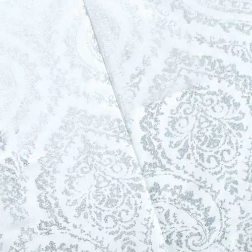 3 YD PC-White/Silver Paisley Print Rib Woven Home Decorating Fabric