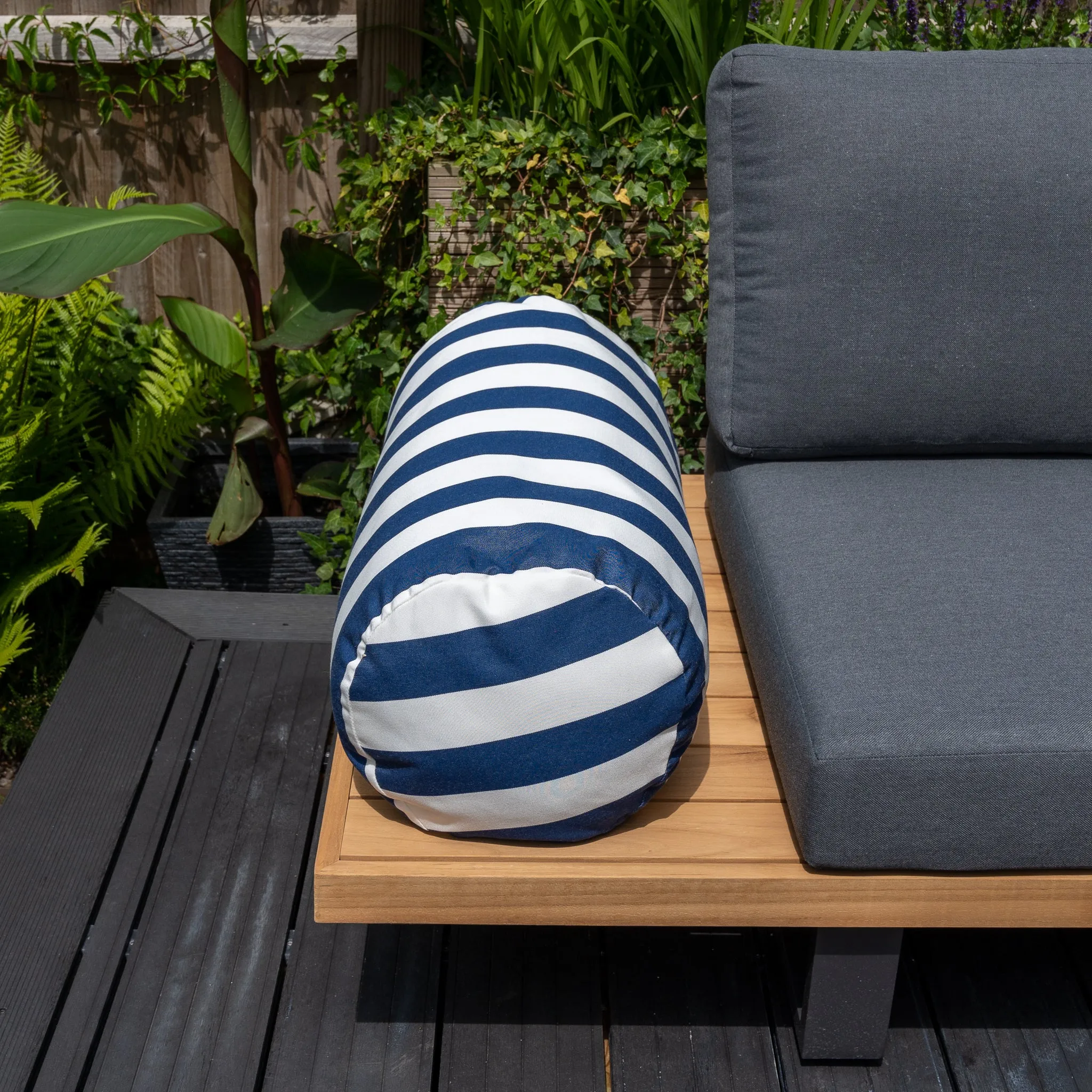 Agora Lines Marino Large Round Bolster Floor Cushion - 72cm x 35cm