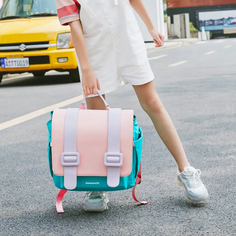 Backpack For School Students Horizontal Load Relief PU Leather Daypack
