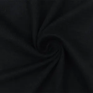 Basic Black Solid Stretch Rayon Rib Knit Fabric