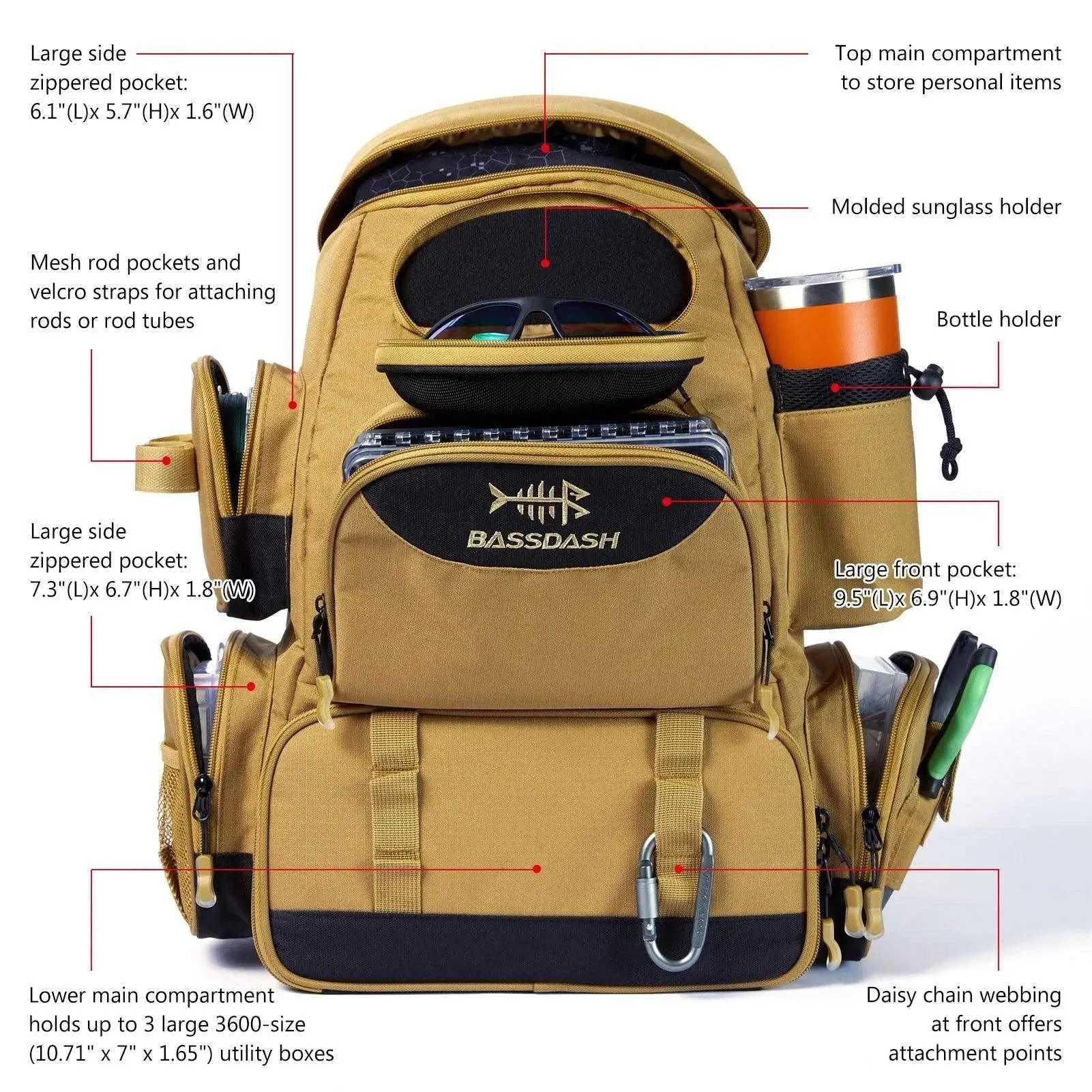 BassDash BD-01 Tactical Tackle Backpack
