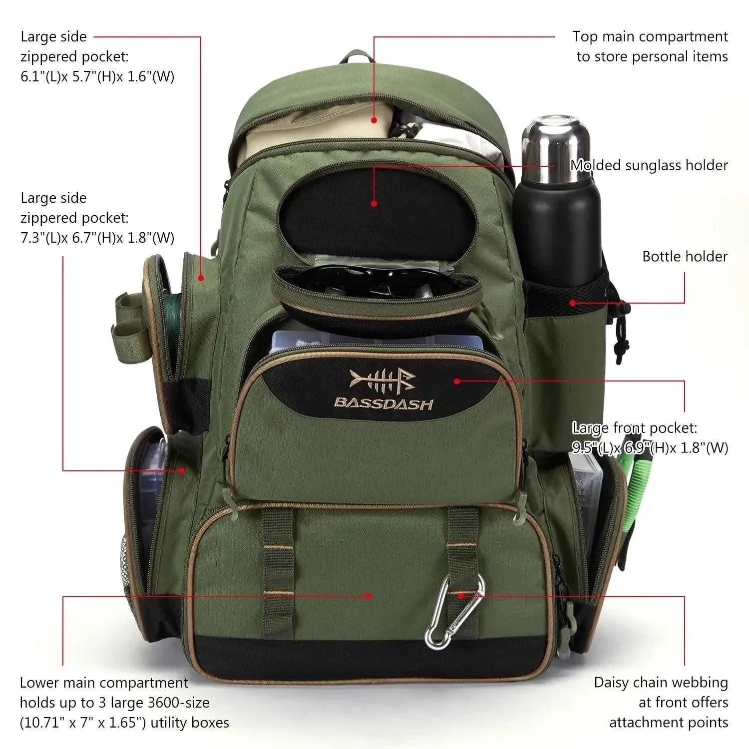 BassDash BD-01 Tactical Tackle Backpack