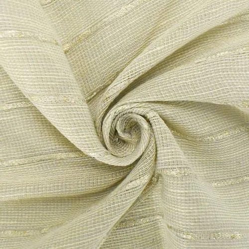 Beige/Gold Sparkle Loosely Woven Stripe Drapery Fabric