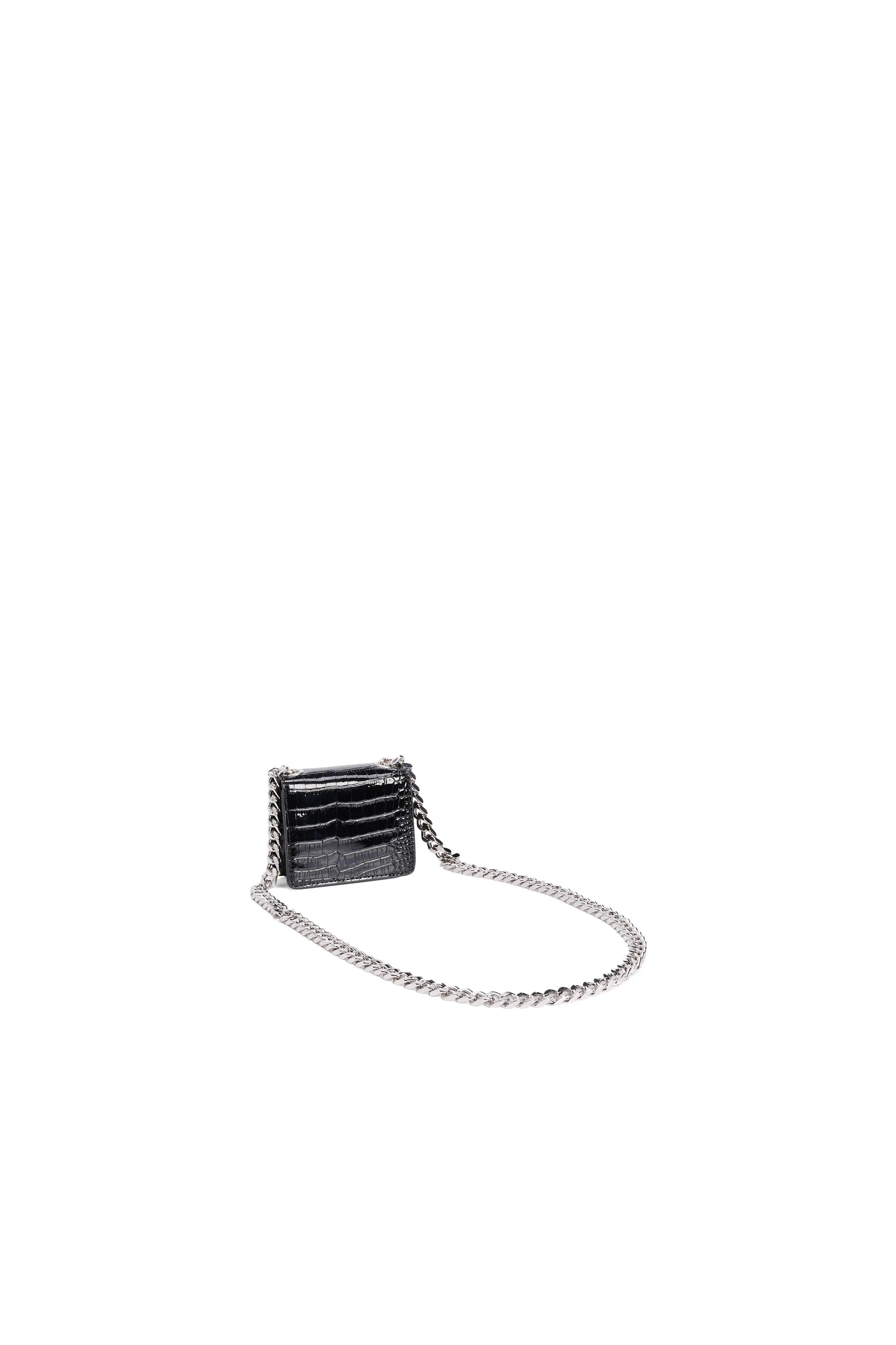 Black croc-effect mini shoulder bag