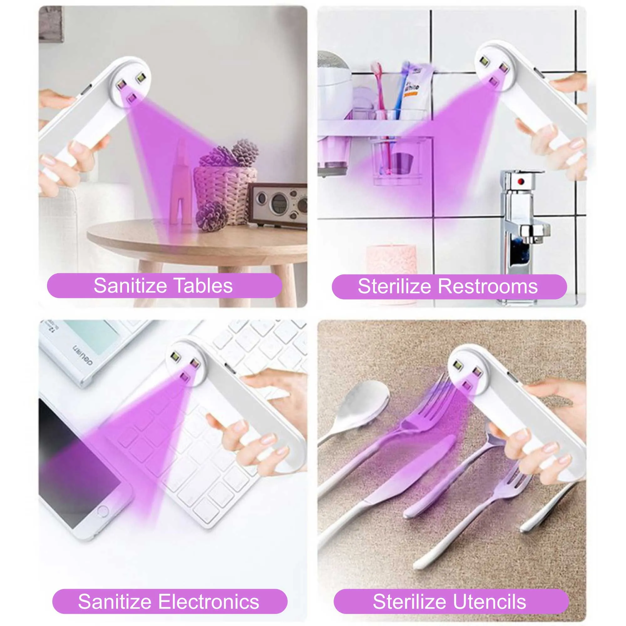 Brentwood UVS-300 Portable USB Multifunctional Hand Held UV Sanitizer Sterilizer Wand, White
