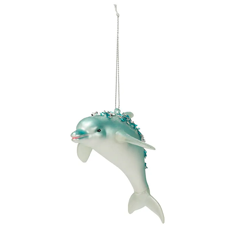 Bulk Artificial Glitter Dolphin Ornaments Christmas Hanging Ornaments Wholesale