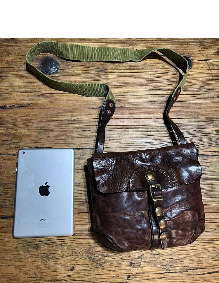 CASUAL BLACK LEATHER MEN'S 10 INCHES MIni Side Bag MESSENGER BAG BLACK POstman Bag Courier BAG FOR MEN