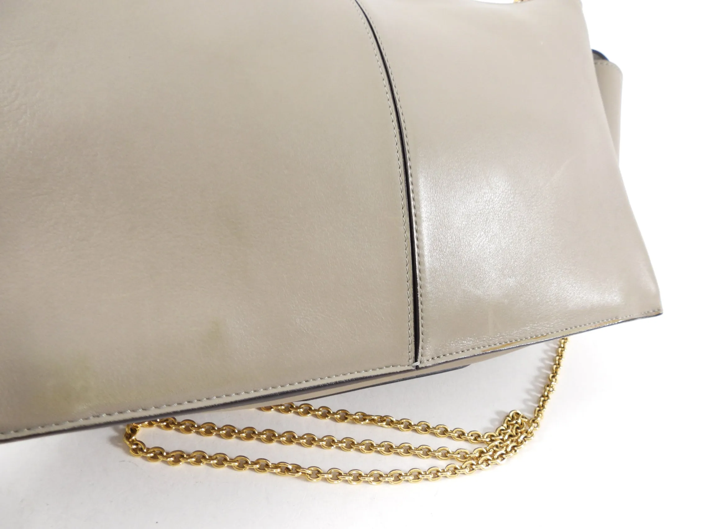 Celine Taupe Trifold Clutch Chain Bag