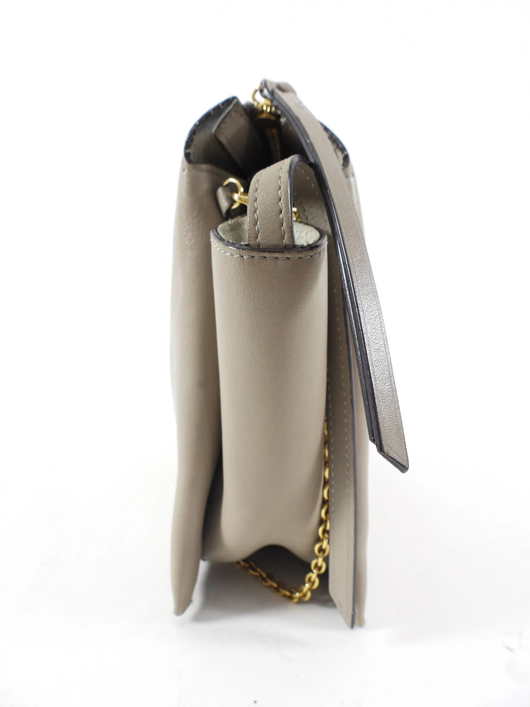 Celine Taupe Trifold Clutch Chain Bag