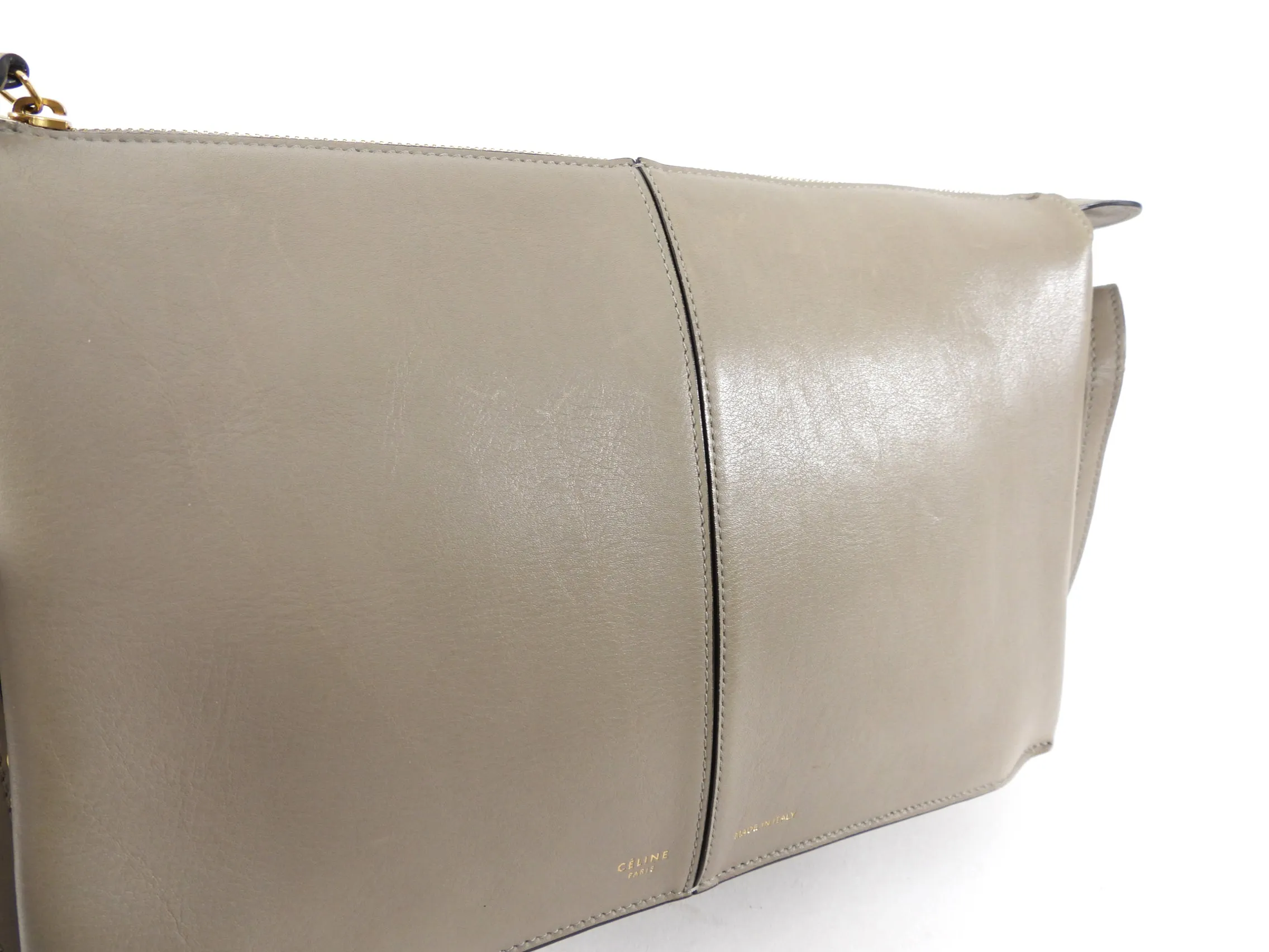 Celine Taupe Trifold Clutch Chain Bag