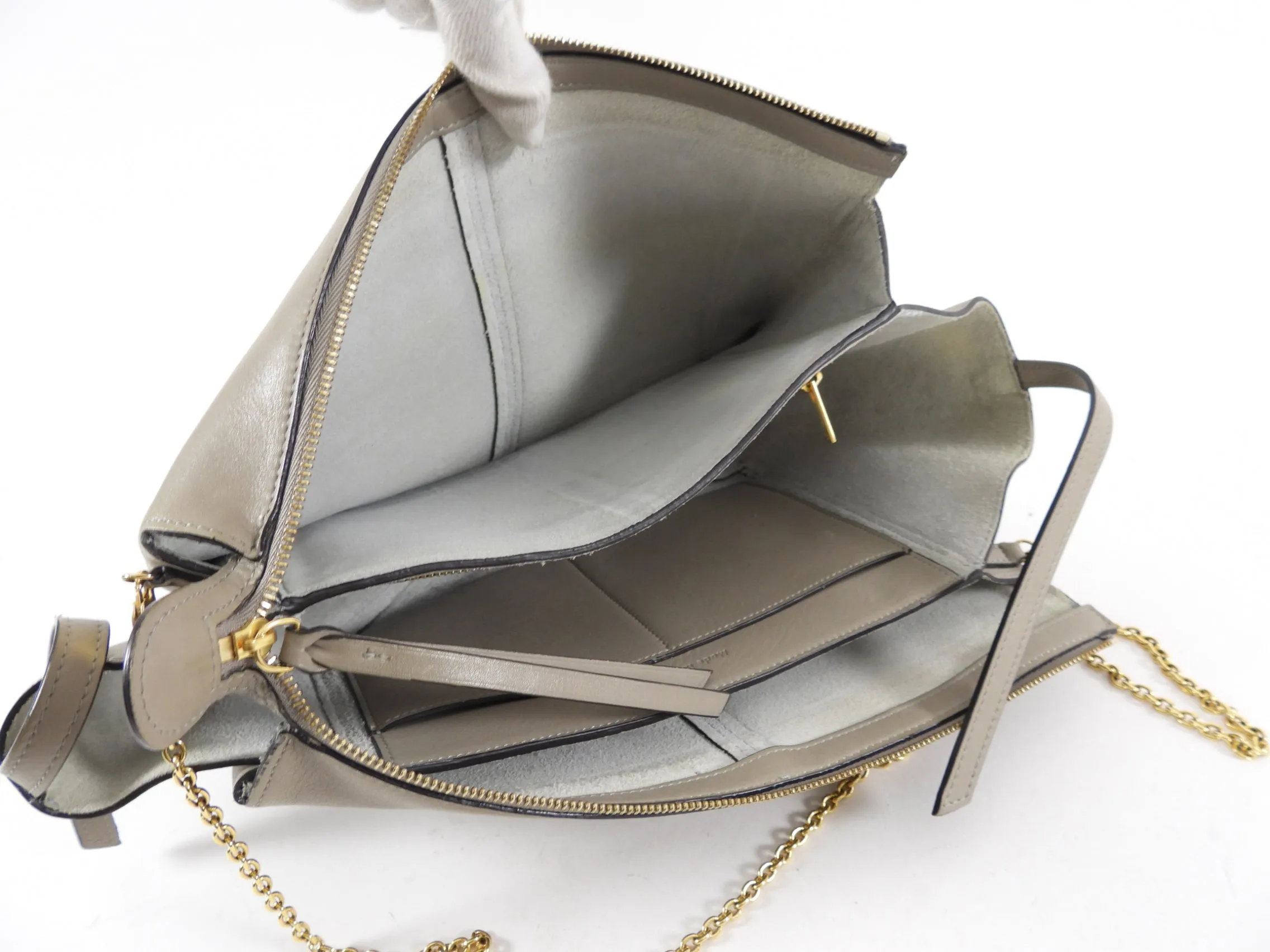 Celine Taupe Trifold Clutch Chain Bag