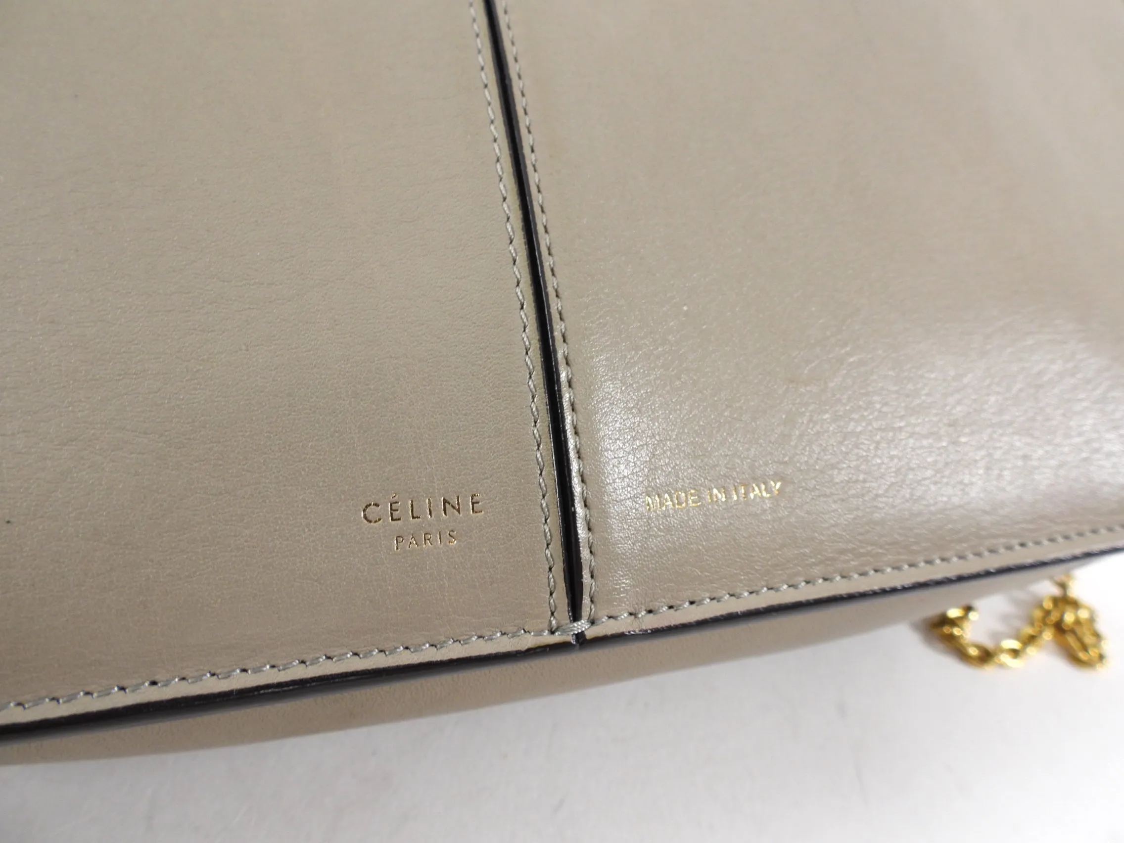 Celine Taupe Trifold Clutch Chain Bag