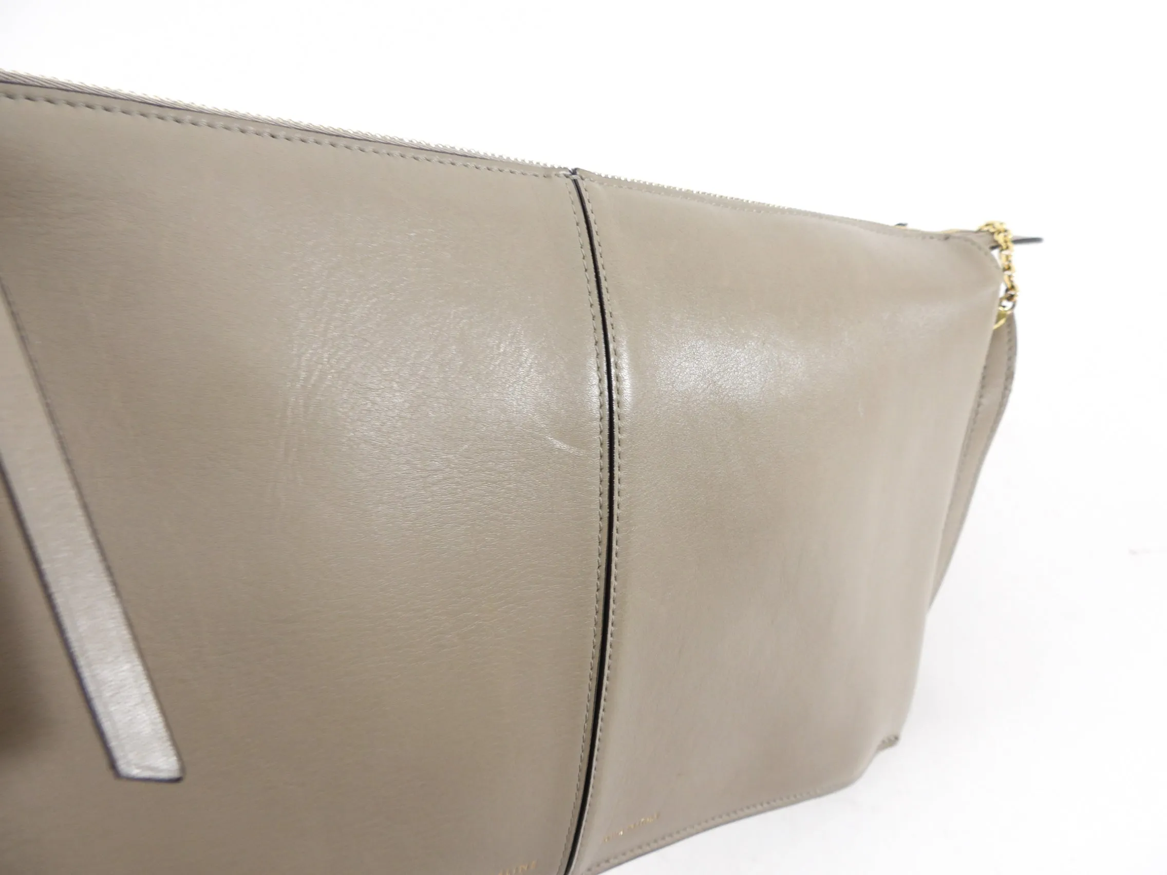 Celine Taupe Trifold Clutch Chain Bag