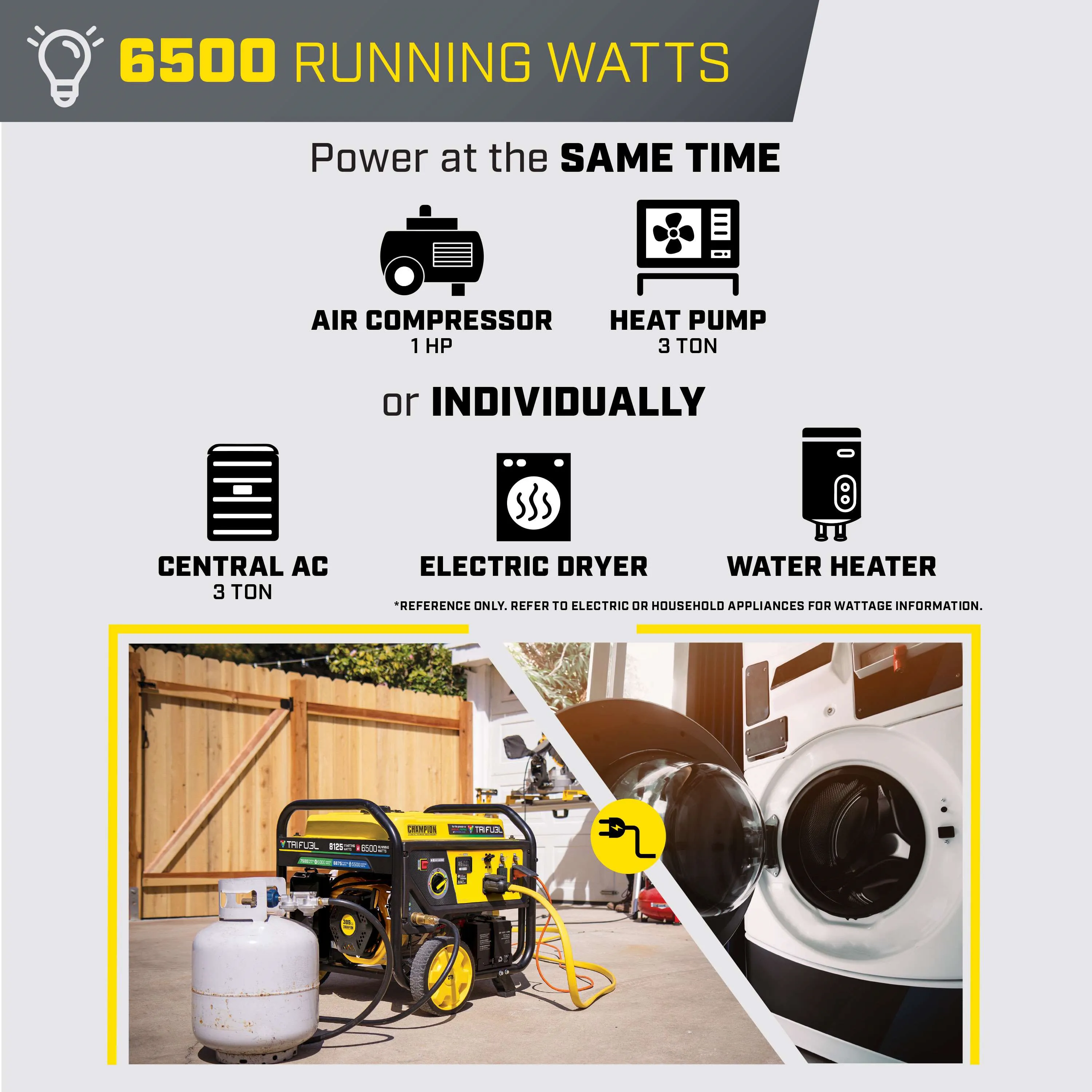 Champion 201169 6500W/8125W Generator Tri-Fuel Gas Propane Natural Gas CO Shield Electric Start New