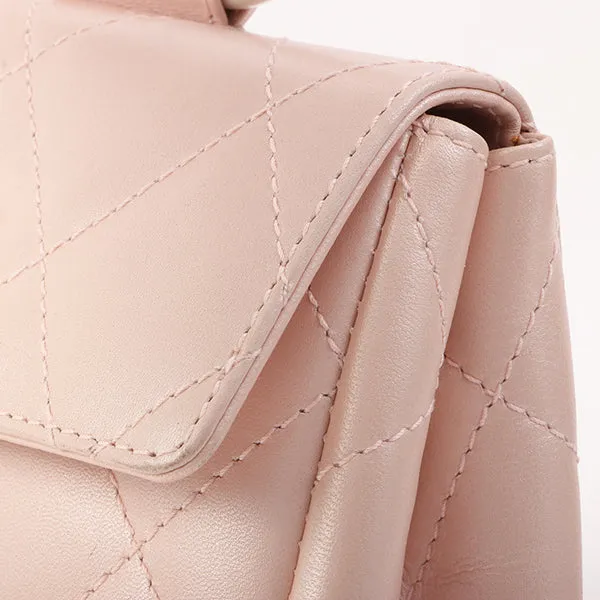 Chanel Around 2000 Made Turn-Lock Mini Top Handle Bag Pearl Pink