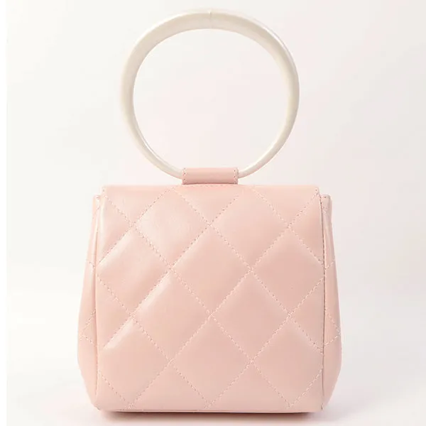 Chanel Around 2000 Made Turn-Lock Mini Top Handle Bag Pearl Pink
