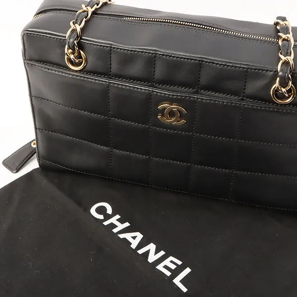 Chanel Around 2001 Made Chocolate Bar Stitch Cc Mark Plate Chain Bag Black
