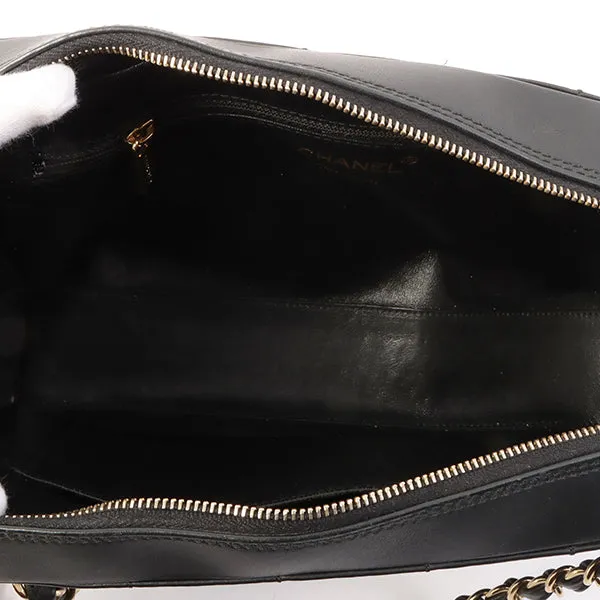 Chanel Around 2001 Made Chocolate Bar Stitch Cc Mark Plate Chain Bag Black