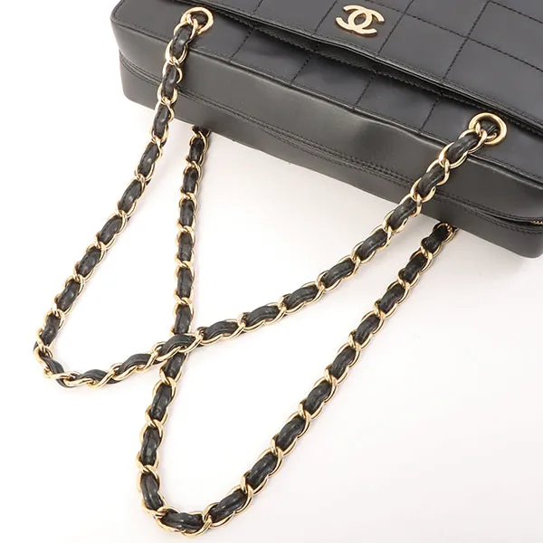 Chanel Around 2001 Made Chocolate Bar Stitch Cc Mark Plate Chain Bag Black