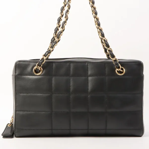 Chanel Around 2001 Made Chocolate Bar Stitch Cc Mark Plate Chain Bag Black