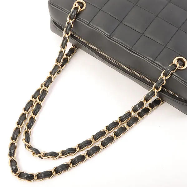 Chanel Around 2001 Made Chocolate Bar Stitch Cc Mark Plate Chain Bag Black