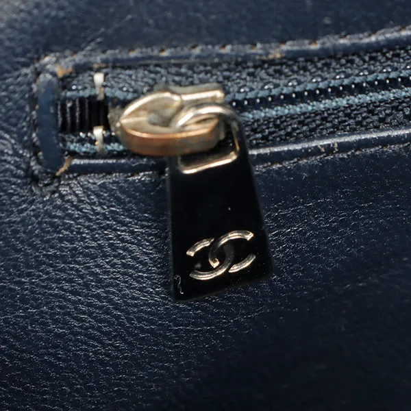 Chanel Around 2001 Made Chocolate Bar Stitch Cc Mark Plate Chain Bag Dark Navy