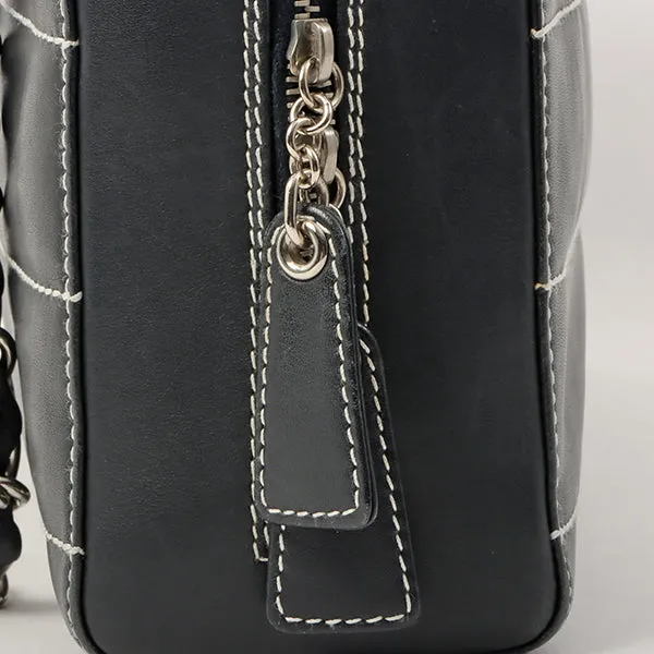 Chanel Around 2001 Made Chocolate Bar Stitch Cc Mark Plate Chain Bag Dark Navy