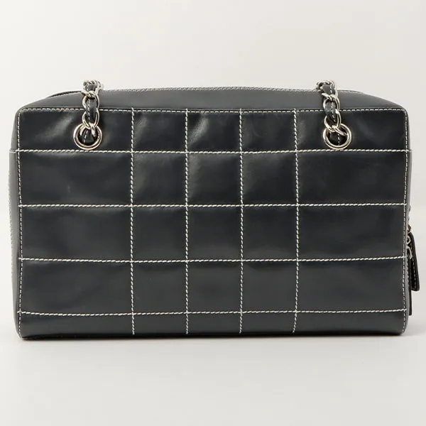 Chanel Around 2001 Made Chocolate Bar Stitch Cc Mark Plate Chain Bag Dark Navy