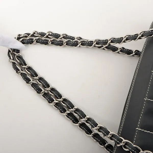 Chanel Around 2001 Made Chocolate Bar Stitch Cc Mark Plate Chain Bag Dark Navy