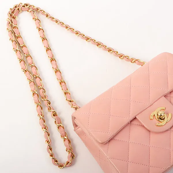 Chanel Around 2003 Made Classic Flap Chain Bag Mini Pink